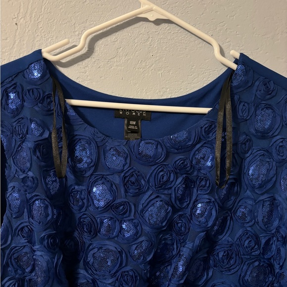 Blue sequined rosette dress size 18w - Picture 5 of 9